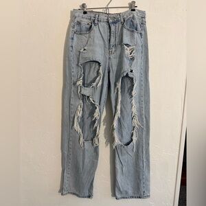 Aéropostale 90s Baggy Distressed Light Wash Jeans Size 12 Grunge Y2K